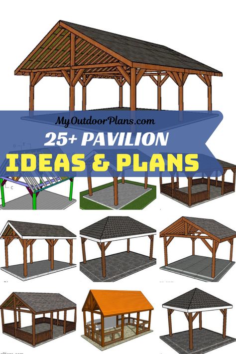 Patio Pavilion Ideas Diy, 20x24 Pavilion Plans, 20x20 Pavilion Plans, Pavilion Ideas Backyard, Pavilions Backyard, 16x16 Pavilion, Free Gazebo Plans, Backyard Pavilion Ideas, Pavillion Backyard