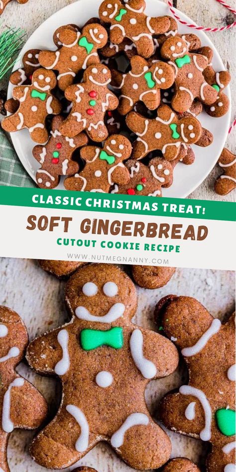 Gingerbread Cutout Cookies, Classic Christmas Treats, Soft Gingerbread, Easy Icing, Gingerbread Syrup, Cut Out Cookie Recipe, Cutout Cookies, Types Of Desserts, Sugar Icing