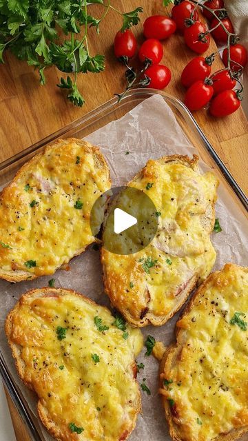 Amy Sheppard on Instagram: "Baked Eggy Cheese & Ham Toast ...or as my friend calls it - 'Amy's Cheggy Bread' 😂  I'm sharing a new mini series next week - 1 Air fryer gammon joint = 3 dinners, so I had some lovely ham in the fridge. This is next level Cheggy Bread!  I've written up the recipe below - Let me know if you'll be making it this weekend!!! A x  4 slices of crusty white bread Butter 150g grated cheddar cheese 1/2 tsp dijon mustard 2 eggs beaten Ham Ground black pepper  -Heat the oven to 180C (fan) -Butter one side of the bread and lay it butter side down on a baking tray. -Mix the grated cheese, beaten egg, mustard and black pepper together. -Place some ham on top of the bread *my ham was thick so I tore it into small pieces, but if it's thin you can do a whole slice - Divide the Breakfast Ham Sandwiches, Eggs And Bread Recipes, Bread And Egg Breakfast, Cheese Toast In Oven, One Tray Oven Dinners, Breakfast Ideas With Bread, Special Breakfast Ideas, Cheesy Toast Recipe, Baked Toast