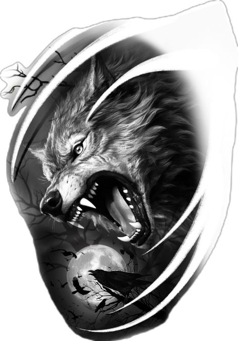 Sketches Wolf, Black Wolf Tattoo, Wolf Tattoo Forearm, Wolf And Moon Tattoo, Werewolf Tattoo, Claw Tattoo, Tatoo 3d, Norse Mythology Tattoo, Wolf Tattoos Men