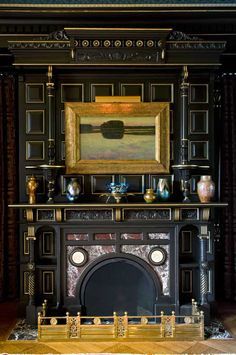 Aesthetic Movement 1915 Aesthetic, Gothic Rooms, American House Style, Victorian Fireplaces, Edwardian Aesthetic, Aesthetic Furniture, Queen Anne House, Historical Interior, Victorian Fireplace