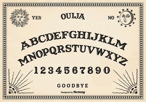 Free Vector Ouija Board Diy Ouija Board, Dowsing Chart, Halloween Potion Bottles, Halloween Graphics, Spirit Board, Ouija Board, Unique Diy Gifts, Sun And Moon, Spell Book