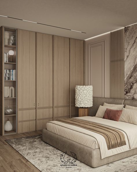 A creative blend of marble and wood wall cladding in neutral tones! This harmonizing blend adds warmth and sophistication to any area, achieving the ideal balance of natural beauty and modern elegance.
#bedroom_design #bedroom_interior #neo_classic #neoclassic_bedroom #home_decor Marble And Wood Wall, Neo Classical Bedroom, Neo Classic House, Neoclassic Interior Design, Neo Classical Interiors, Wood Wall Cladding, Classical Bedroom, Neoclassic Interior, Bedroom Behance