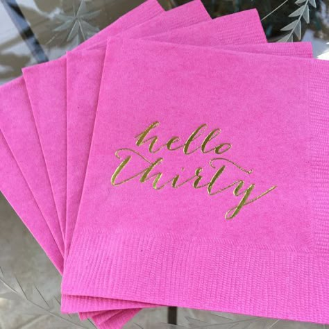 Pink 30th Birthday Party, 30th Birthday Napkins, New Years Eve Birthday, Dirty 30 Birthday Party, Dirty Thirty Party, Dirty Thirty Birthday, 30th Birthday Wishes, 30th Bday Ideas, Dirty 30 Birthday