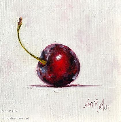 Sweet Cherry by Nina R. Aide, Oil, 6(15cm) x 6(15cm) x 1/8(5mm) Cherries Painting, Live Art, Still Life Fruit, Selling Paintings, Life Paintings, Dance Mom, Fruit Painting, Red Cherry, Daily Painting