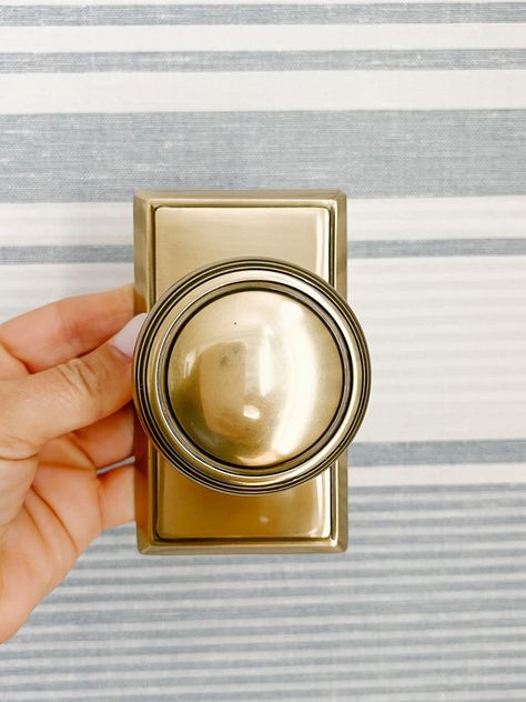 Panel Door Hardware, Emtek Brass Door Hardware, Mixing Door Knobs, Gold Interior Door Knobs, Vintage Interior Door Hardware, Transitional Interior Door Hardware, Exterior Back Door Hardware, Satin Brass Door Knobs, Exterior Door Knob