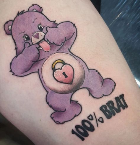 Blues Clues Tattoo Ideas, 90s Theme Tattoo Sleeve, Candyland Tattoo, Plushie Tattoo, 90s Baby Tattoo, Mum Tattoos, Bears Tattoo, Colour Tattoos, Care Bear Tattoos