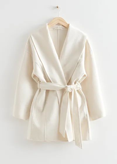 Oversized Shawl Collar Jacket - Cream - & Other Stories GB Boyfriend Coat, Shawl Collar Jacket, Shawl Collar Coat, Cream Jacket, Collar Coat, Plaid Coat, Belted Jacket, Collar Jacket, Cape Coat