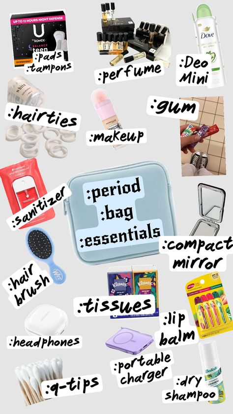 #period#bag#essentials Shower Bag College, Period Essentials Kit, Period Kit Essentials, Mom Friend Bag Essentials, Cna Bag Essentials, Overnight Bag Essentials Boyfriend House, Period Bag Essentials, Concert Bag Essentials, Airport Bag Essentials