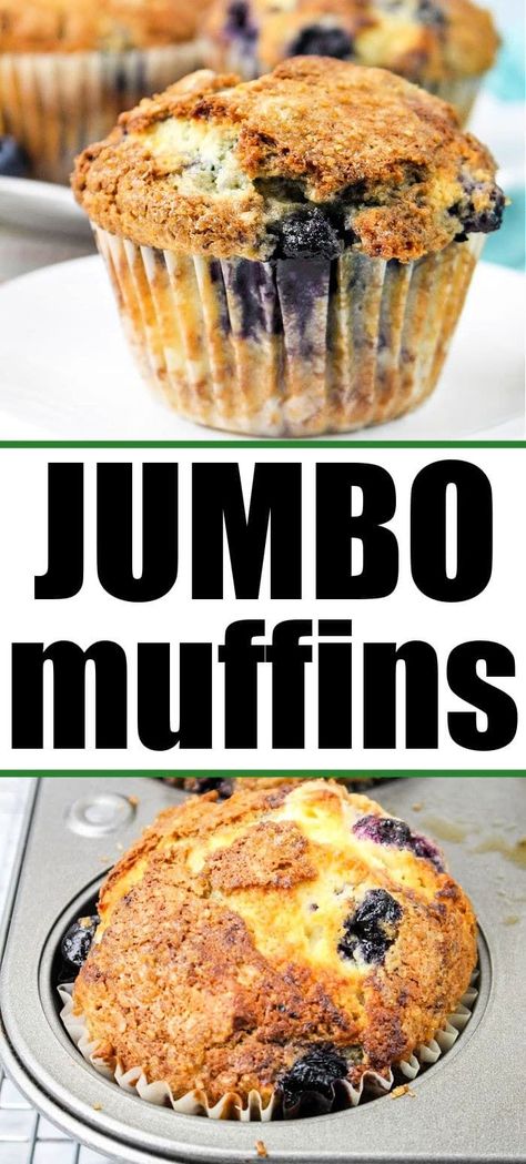 Jumbo Blueberry Muffins with buttermilk are easy to make and fun to serve for breakfast. Try chocolate chip or lemon too. #jumbomuffins Extra Large Blueberry Muffins, Large Blueberry Muffins Recipe, Large Muffin Tin Recipes, Jumbo Muffin Tin Recipes, Large Muffin Recipes, Jumbo Blueberry Muffins Recipe, Muffins With Buttermilk, Costco Muffin Recipe, Jumbo Muffin Recipes