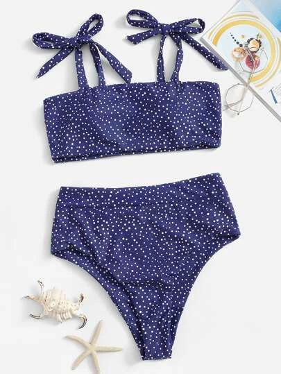 Beachwear | Swimwear & Cover Ups | SHEIN USA Polka Dots Fashion, Polka Dot Tie, Cute Bathing Suits, Cute Swimsuits, Beachwear For Women, Shoulder Top, Polka Dot, New Arrivals, High Waist