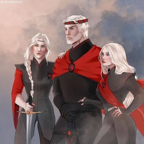 Aegon, Rhaenys, and Visenya Targaryen Aegon The Conqueror, Dessin Game Of Thrones, 18th Century Landscape, Rhaenys Targaryen, Breathing Fire, Game Of Thrones Artwork, Visenya Targaryen, World Of Ice And Fire, Targaryen Art