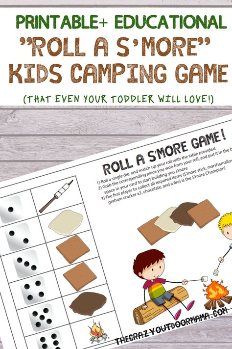 This is the perfect camping game for the kids (especially toddlers!) on the next big family camp trip - beat boredom while having fun and learning while making s'mores! This printable camping activity for kids is educational and easy enough for even little kids at a camp themed party! #familycamping #campingwithkids #campingwithkidsplanning #campinggames #thecrazyoutdoormama #campingfun Camping Games For Preschoolers, Camping Theme Games For Preschool, Camping Theme Summer Camp, Camp Themed Games For Kids, Camping Themed Games, S’more Activities, Camping Theme Games For Kids, S’mores Activity, Camping Math Activities