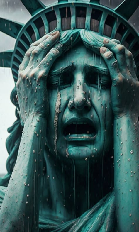 Statue Of Liberty Crying, Crying Statue, Forget Quotes, Mad Images, Game Net, Greek Mythology Statue, Nyc Buildings, Liberty Statue, Statue Tattoo