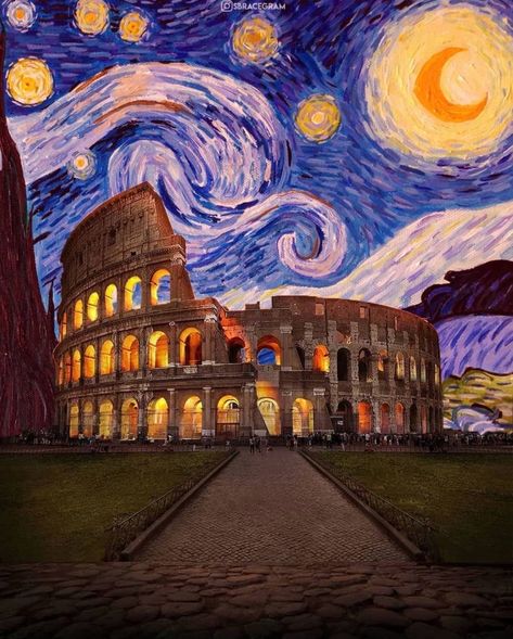 LU on Instagram: “Starry Night and Colosseum . . 📸 @sbracegram . . #art #artwork #vangogh #painting #rome #italy” فنسنت فان جوخ, Digital Art Programs, Van Gogh Wallpaper, Whats Wallpaper, Starry Night Art, Arte Van Gogh, Van Gogh Paintings, Van Gogh Art, Starry Night Van Gogh