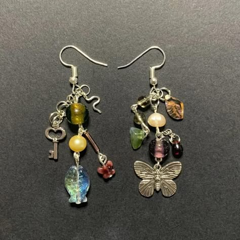 I might be biased but you should probably buy this on Depop 👍 https://depop.app.link/aVSb5i3P4xb Diy Earring Charms, Jewelry Making Inspiration, Earring Setup, Diy Grunge Jewelry, Funky Earrings Diy, Fun Earrings Unique, Hippie Jewelry Diy, Homemade Necklaces, Homemade Earrings