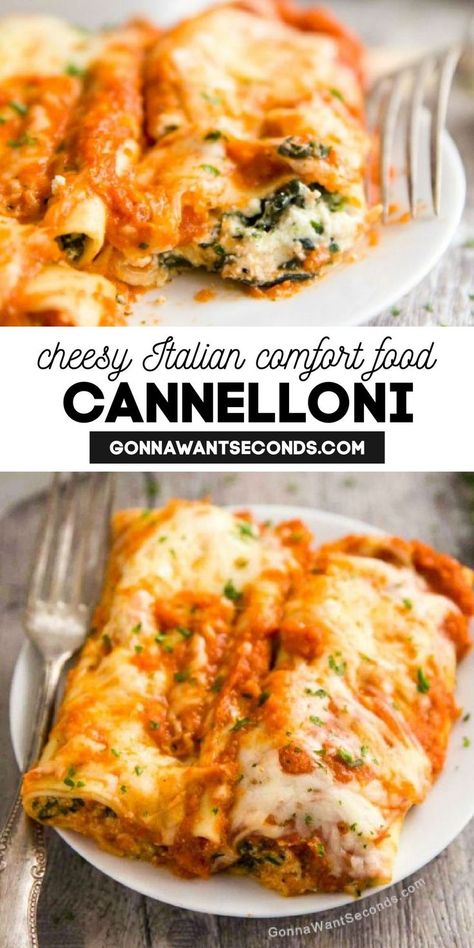 Cannelloni Recipes Italian Sausage, Olive Garden Cannelloni Al Forno, Cannelloni Recipes Italian, Chicken Cannelloni Recipes, Seafood Cannelloni, Campanelle Pasta Recipes, Stuffed Pasta Recipes, Beef Cannelloni Recipes, Italian Dishes Recipes