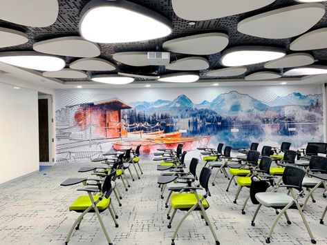 Capgemini Offices - Hyderabad Office Graphics, Auditorium Design, Hall Wallpaper, Office Training, Design Studio Office, Function Hall, Training Room, Train Room, Recessed Downlight