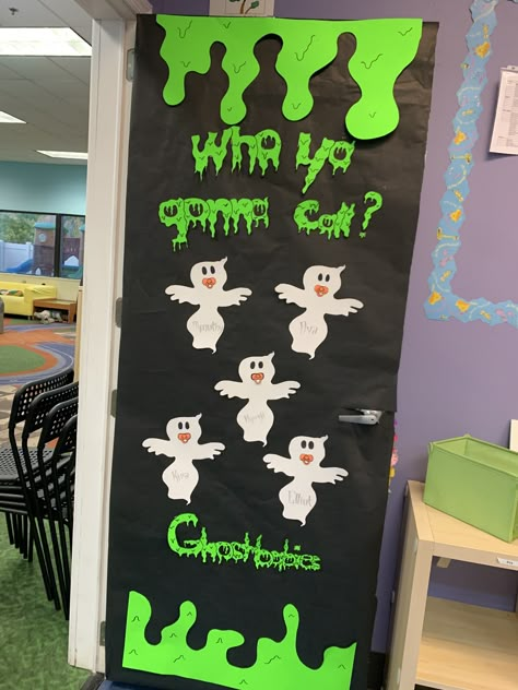 Infant Window Art, Infant Classroom Door Ideas Halloween, Infant Room Door Decorations Fall, Infant Room Halloween Door, Halloween Door Decorations Infant Classroom, Infant Room Daycare Decorations Diy, Infant Halloween Bulletin Board Ideas, Halloween Infant Door Ideas, Infant Daycare Door Ideas