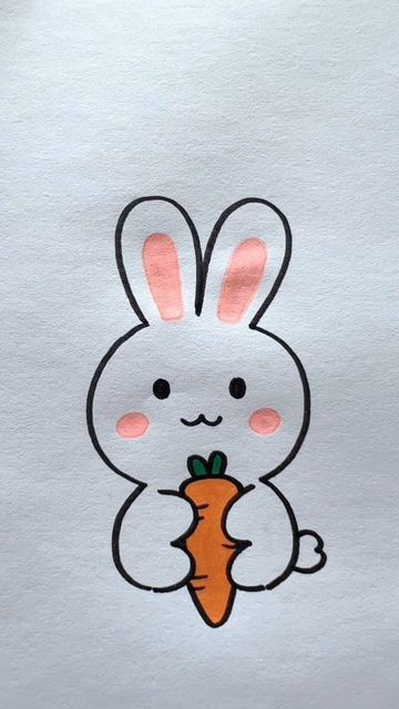 Draw Bunny Easy, Cute Bunny Drawing Easy, Easy Drawing Ideas, Kitten Wallpaper, Safari Party, Cute Rabbit, Party Foods, Easy Drawing, Learn How To Draw