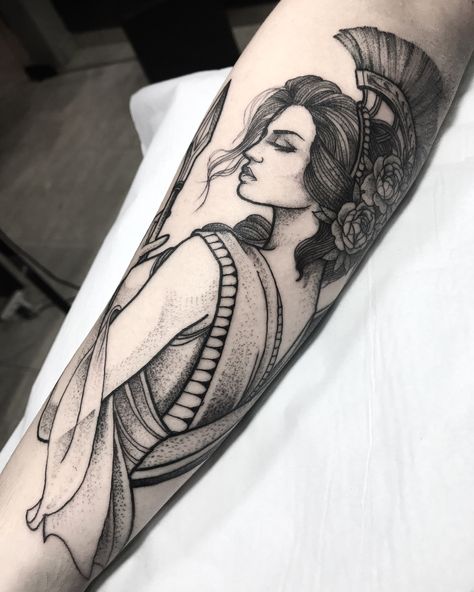 Greek Goddess Tattoo, Artemis Tattoo, Athena Tattoo, Small Wave Tattoo, Black And White Tattoo, Greek Mythology Tattoos, God Tattoos, Goddess Tattoo, Inspiration Tattoos