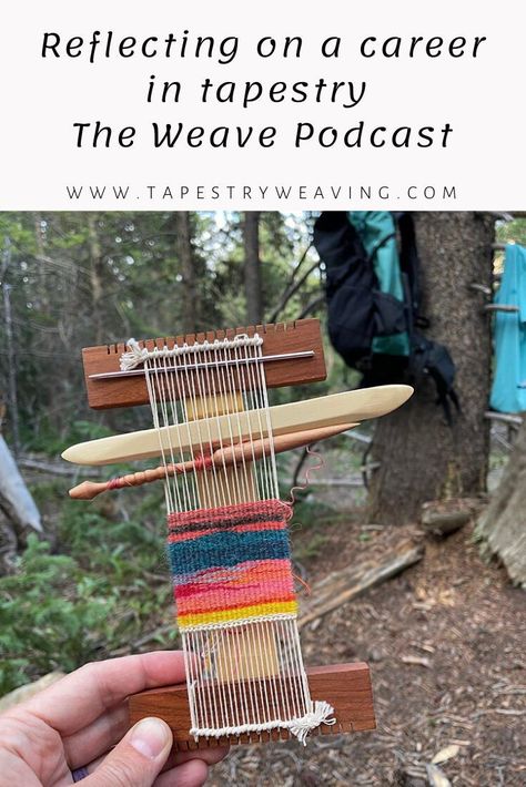 Gist Yarn produces a wonderful podcast called Weave. I was interviewed for one of the earliest episodes and last week, we did an updated episode. We talked about my weaving life, my teaching philosophy, and a bit about a new tapestry yarn that is now available for pre-order. You can listen to the podcast episode here or wherever you get your podcasts! It is episode 140. Mini Tapestry Weaving, Simple Tapestry, Contemporary Tapestry, فن النسيج, Contemporary Tapestries, Weaving Tapestry, Colorado Trail, Tapestry Loom, Loom Projects