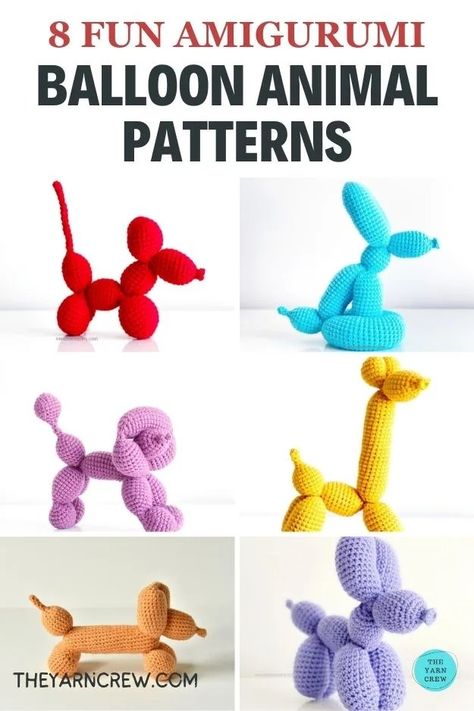 Choose your favorite crochet balloon animal patterns from this collection and personalize them with your preferred colors. You can use each amigurumi crochet pattern to create unique gifts or charming decorations. Check out the entire collection of crochet patterns and save your favorite for later. Crochet patterns curated by TheYarnCrew. Crochet Poodle Pattern Free, Crochet Balloon Dog Free Pattern, Crochet Balloon Animal, Amigurumi Balloon, Crochet Balloon, Animal Amigurumi, Giraffe Crochet, Crochet Slipper Pattern, Crochet Supplies