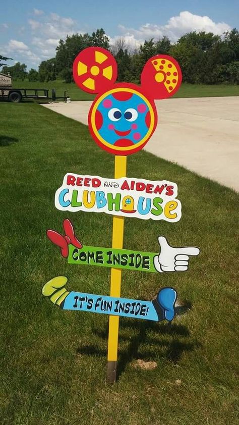 Mickey mouse clubhouse birthday Welcome Sign Reed and Aiden's Clubhouse Mickey 1st Birthdays, Mickey Mouse Bday, Twodles Birthday, Mickey Mouse Themed Birthday Party, Fiesta Mickey Mouse, Mickey Mouse First Birthday, Mickey Mouse Clubhouse Birthday Party, Mickey Mouse Clubhouse Party, Mickey Mouse 1st Birthday