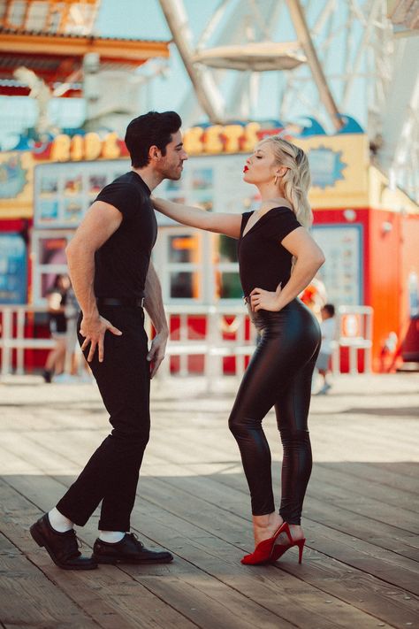 10 Favorite RachRecreates Couples Edition to Inspire Some Epic DIY Halloween Costumes - Rach Martino Grease Couples Halloween Costume Idea Casual Couples Halloween Costumes, Couples Costumes Greese, Grease Couples Costume, Hole In One Couples Costume, Couples Costumes Easy Last Minute, Greece Couple Costume, Couples Character Costumes, 50s Couple Costume, Superhero Couple Costumes