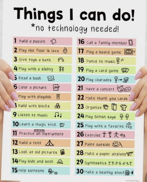 Screen Free Activities Fun Screen Free Activities, Non Screen Time Activities For Kids, No Screen Activities For Kids, What To Do In Your Free Time, Screen Free Activities For Adults, Non Screen Activities For Kids, No Screen Time Activities For Toddlers, No Screen Time Activities, Things To Do When Board