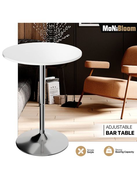 MoNiBloom Bistro Pub Table Round Bar 27.5"- 36" Height-Adjustable Cocktail Table For Dining Room Home Kitchen Patio Bistro, 23.5 Inch Table TopI discovered amazing products on SHEIN.com, come check them out! Table For Dining Room, Kitchen Patio, Table Round, Round Bar, Pub Table, Cocktail Table, Cocktail Tables, Amazing Products, Height Adjustable