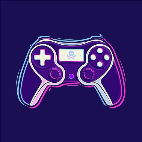 Playstation stick controller cartoon ill... | Premium Vector #Freepik #vector #background #technology #computer #button Adobe Illustrator Ideas, Gaming Display, Illustrator Ideas, Caption Instagram, Background Technology, Market Store, Neon Quotes, Video Game Room Design, Gamer Girls