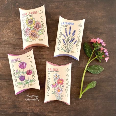 Holiday Archives - Crafting Cheerfully Seed Packet Gift Ideas, Seed Packaging Design, Seed Packet Template, Seed Craft, Seed Packets Favors, Vintage Seed Packets, Flower Seeds Packets, Seed Box, Pillow Boxes