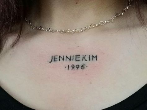 Pink Tattoo, Name Tattoo, Cute Family, Jennie Kim, Name Necklace, Tattoo Quotes, No Instagram, Chain Necklace, Black Pink