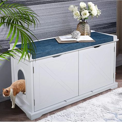 Tucker Murphy Pet™ Aiken Litter Box Enclosure & Reviews | Wayfair Cat Litter Cabinet, Hiding Cat Litter Box, Enclosed Litter Box, Hidden Toilet, Hidden Litter Boxes, Hidden Cabinet, Litter Box Covers, Cat Litter Box Enclosure, Litter Box Furniture