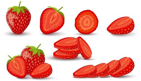 Sliced Strawberry Drawing, Half Strawberry Drawing, Strawberry Slice Drawing, Cookbook Drawings, Drawing Strawberry, Vegetable Character, Half Strawberry, Strawberry Vector, Strawberry Drawing