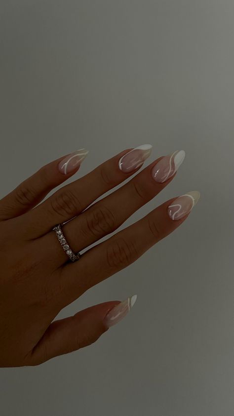 Nails Inspiration White Art Designs, White Nails W Pearls, White Tip Nail Designs Ideas, Clean Girl Astethic Nails, Plain Wedding Nails, Gel Nail Designs White, Wedding Nails For Bride Acrylic Almond, Nails Asthetics Ideas, Athestic Nails