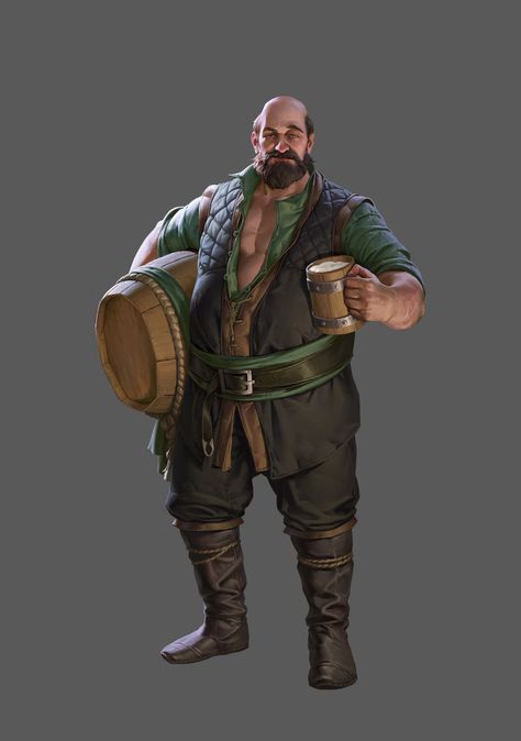 Dnd Tavern Keeper, Dnd Npc Art, Npc Art, Fantasy Role Playing, Human Male, Concept Art Character, Dungeons And Dragons Characters, Dnd Art, Fantasy Male