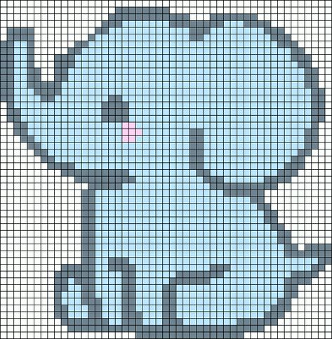 Elephant Tapestry Crochet Pattern, Alpha Patterns Elephant, Elephant Grid Pattern, Alpha Pattern Elephant, Elephant Pixel Art, C2c Patterns, Pixel Grid, Elephant Cute, Elephant Tapestry