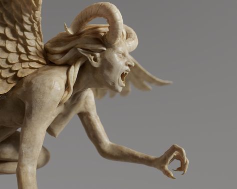 Demon Statue Sculpture, Gargoyle Romance, Demon Sculpture, Demon Statue, Ogoh Ogoh, Drawing Bases, Romance Aesthetic, Love Statue, Female Demons