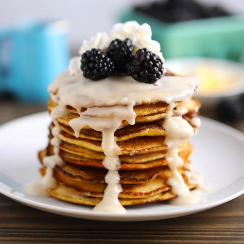 Blackberry Glaze, Blackberry Pancakes, Recipe For Pancakes, Burger In A Bowl, Lemon Pancakes, Peanut Butter Icing, Bacon Cheeseburger Soup, Ready Set Eat, Cheese Burger Soup Recipes