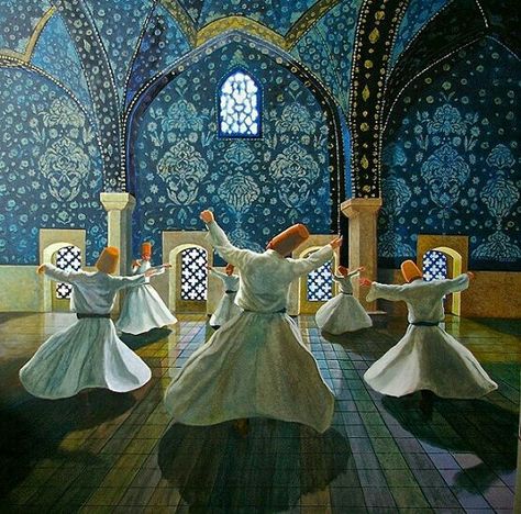 درویش! Sufi Islam, Persian Calligraphy Art, Whirling Dervish, ملصق ديني, Soyut Sanat Tabloları, Islamic Art Pattern, Islamic Paintings, Turkish Art, Arabic Art