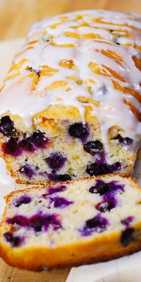 Breakfast Blueberry Lemon Bread Blueberry Lemon Bread, Breakfast Blueberry, Lemon Blueberry Bread, Lemon Bread, Blueberry Bread, Lemon Glaze, Lemon Blueberry, Glaze, Lemon