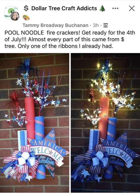 Australia Decor, Patriotic Decorations Diy, Fouth Of July Crafts, Cemetery Ideas, Fire Crackers, Lighthouse Crafts, Diy Yard Decor, Summertime Crafts, Floating Decorations