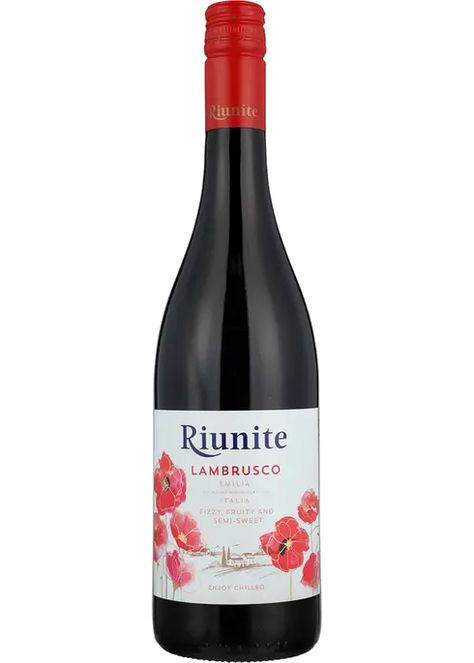 Italy - Riunite Lambrusco is a semi-sparkling wine with a lively and bright ruby-red color. It has a soft and harmonious taste. The perfume is fresh and fruity. Pairs beautifully with the bright flavors of strawberry, lemon, and basil. Lambrusco Wine, Sparkling Red Wine, Montepulciano Wine, Black Lebal Wine, Most Expensive Wine In The World, Fruit Wine, Strawberry Lemon, The Perfume, Sparkling Wine