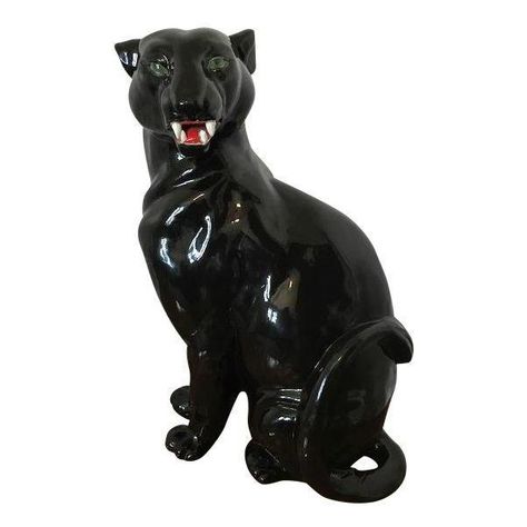 Vintage Ceramic Black Panther Figure (995 DKK) ❤ liked on Polyvore featuring home, home decor, models & figurines, ceramic figurines, vintage black panther figurine, vintage ceramic figurines, vintage figurines and panther figurine Black Panther Statue, Vintage Home Accessories, Warcraft Art, Vintage Sculpture, Vintage Figurines, White Wicker, Mid Century Ceramics, Elegant Home Decor, Decor Black