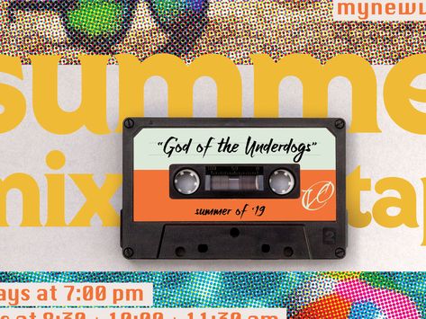 Summer Mixtape Sermon Graphic by Mackenzie Graves on Dribbble Mixtape Graphic Design, Sermon Slide Design, Sermon Notes Graphic Design, Worship Night Graphic, Easter Sermon Graphic, Sermon Slides Graphics, Sermon Title Graphic, Sermon Graphics, Church Media Design