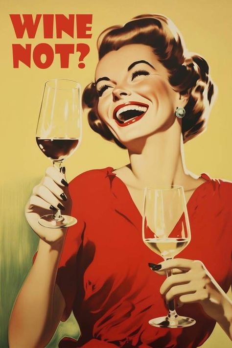 Vintage Drink Poster, Vintage Kitchen Posters, Posters For Bar, Drinking Poster, Joyful Woman, Coffee Merch, Women Drinking Wine, Drinks Poster, Funny Vintage Ads