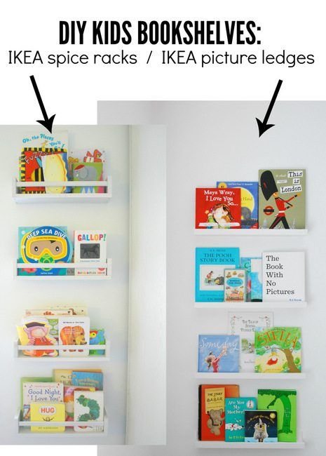 kids bookshelves comparison- IKEA spice racks and IKEA picture ledges - via the sweetest digs Diy Kallax, Ikea Picture Ledge, Diy Bookshelf Kids, Ikea Book, Ikea Bekvam, Picture Ledges, Ikea Spice Rack, Ikea Kids Room, Small Kids Room