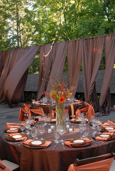 Fall wedding Fall Backyard Wedding Ideas, Fall Backyard Wedding, Brown Wedding Themes, Backyard Wedding Ideas, Fall Backyard, Candle Table Centerpieces, Simple Wedding Flowers, Rustic Backyard, Yellow Wedding Flowers